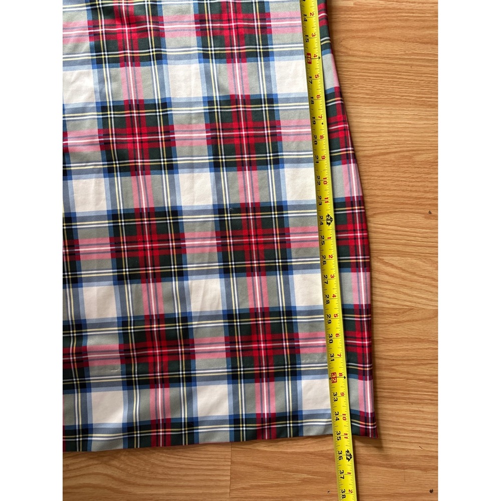Gretchen Scott Plaid Shift Dress Red White Blue Ruffle Collar‎ Preppy Size S - Picture 5 of 8